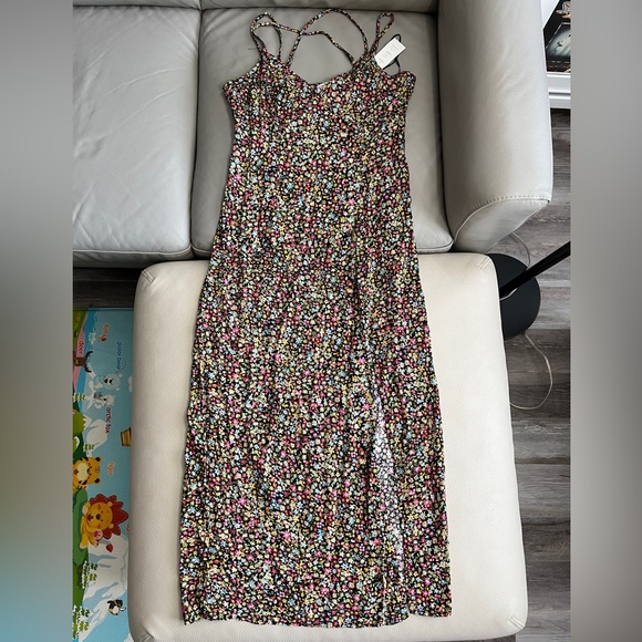 NWT - Zara Women’s Micro Floral Print Strappy Midi Dress - Size L - Picture 4 of 12